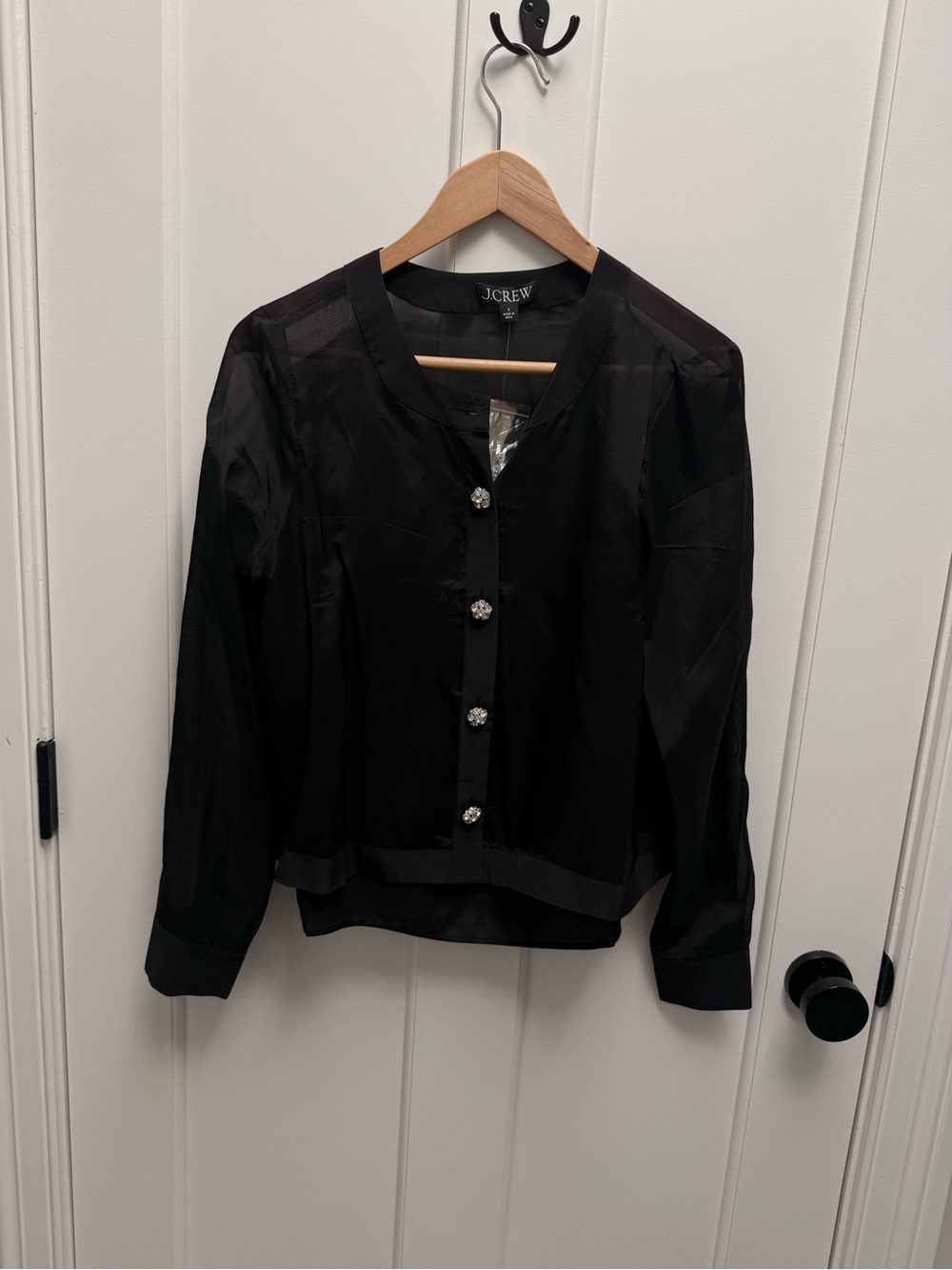 J. Crew Black Crystal-Button Cropped Jacket
